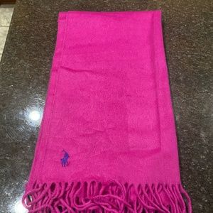 Ralph Lauren Pink Scarf with Blue Logo